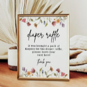 ワイルドフラワーベビーシャワーおむつラッフルデジタル ポスター