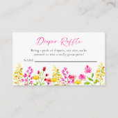 ワイルドフラワーベビーシャワーおむつラッフルピンク エンクロージャーカード (正面)