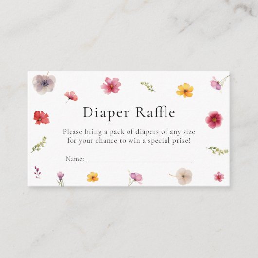 ワイルドフラワーベビーシャワーおむつラッフル エンクロージャーカード (正面)