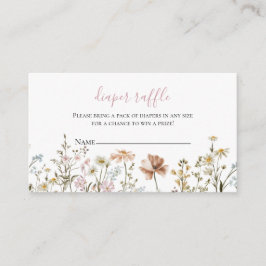 ワイルドフラワーベビーシャワーおむつラッフル エンクロージャーカード