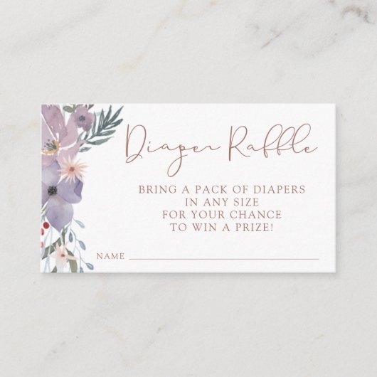 ワイルドフラワーベビーシャワーおむつラッフル エンクロージャーカード (正面)