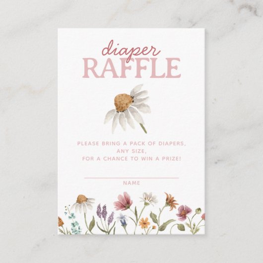 ワイルドフラワーベビーシャワーおむつラッフル エンクロージャーカード (正面)