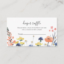 ワイルドフラワーベビーシャワーおむつラッフル エンクロージャーカード