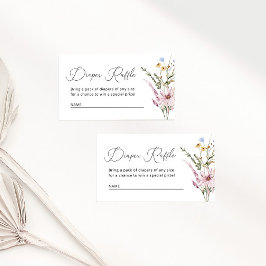 ワイルドフラワーベビーシャワーおむつラッフル エンクロージャーカード