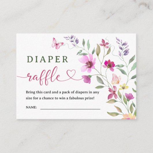 ワイルドフラワーベビーシャワーおむつラッフル エンクロージャーカード (正面)