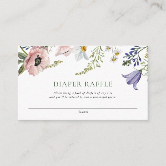 ワイルドフラワーベビーシャワーおむつラッフル エンクロージャーカード (正面)