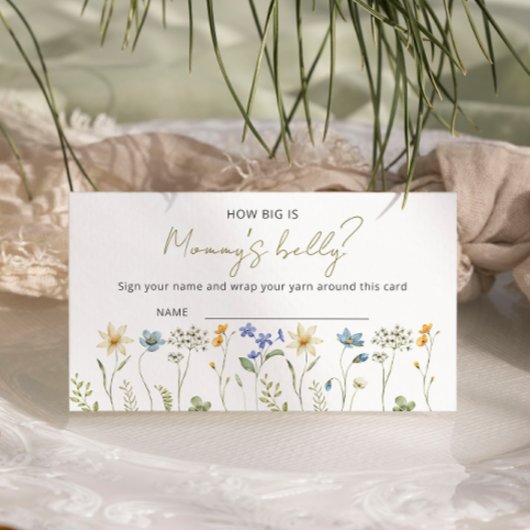 ワイルドフラワーベビーシャワーお母さんの腹の大きさ エンクロージャーカード