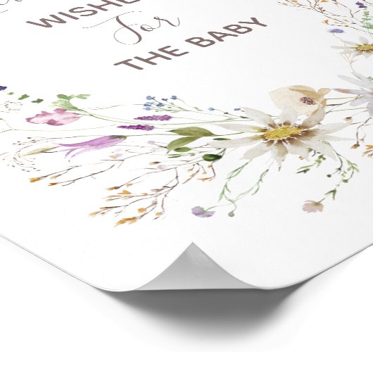 ワイルドフラワーベビーシャワーの願いベビーサイン ポスター (角)