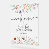 ワイルドフラワーベビーシャワーへようこそ アクリルサイン (傾斜)