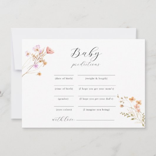 ワイルドフラワーベビーシャワーアドバイスゲーム シーズンカード (正面)