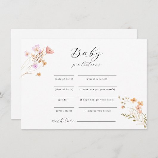 ワイルドフラワーベビーシャワーアドバイスゲーム シーズンカード (正面/裏面)