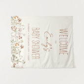 ワイルドフラワーベビーシャワーウェルカムサインイン開花 タペストリー (正面(横))