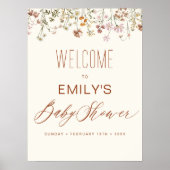 ワイルドフラワーベビーシャワーウェルカムサインイン開花 ポスター (正面)