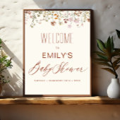 ワイルドフラワーベビーシャワーウェルカムサインイン開花 ポスター