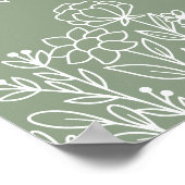 ワイルドフラワーベビーシャワーウェルカムサインセージグリーン ポスター (角)