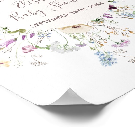 ワイルドフラワーベビーシャワーウェルカムサイン ポスター (角)