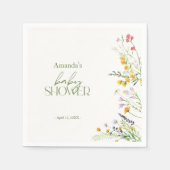 ワイルドフラワーベビーシャワーカスタムナプキンス スタンダードカクテルナプキン (正面)