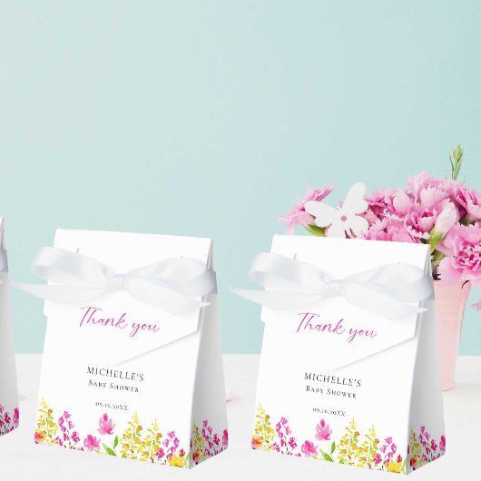 ワイルドフラワーベビーシャワーカスタムフローラお願いボックス フェイバーボックス