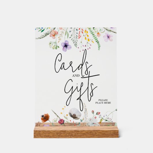 ワイルドフラワーベビーシャワーカードとギフト アクリルサイン (正面)