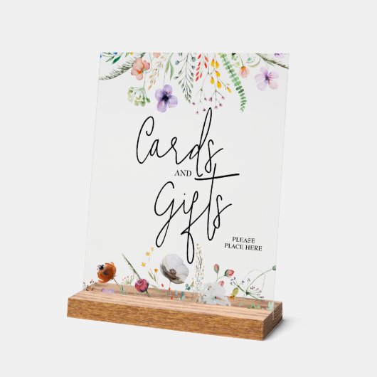 ワイルドフラワーベビーシャワーカードとギフト アクリルサイン (傾斜)