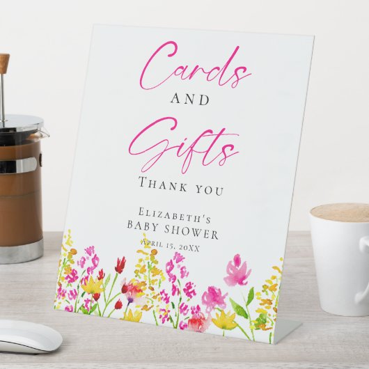 ワイルドフラワーベビーシャワーカード&ギフトウォーターカラー 台座サイン (インサイチュ)