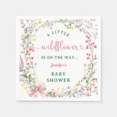 ワイルドフラワーベビーシャワーガールピンクフローラ スタンダードカクテルナプキン (正面)