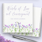 ワイルドフラワーベビーシャワーゲストブックパープルフローラ ノートブック