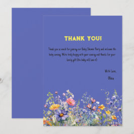 ワイルドフラワーベビーシャワーサンキューカード サンキューカード