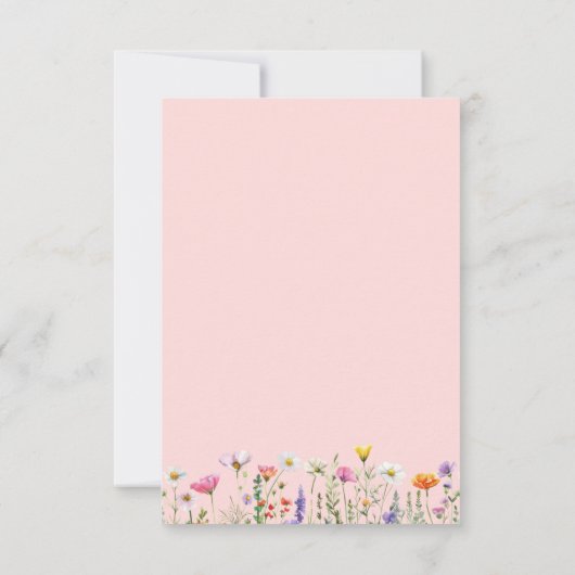 ワイルドフラワーベビーシャワーサンキューカード ノートカード (裏面)