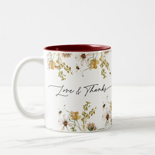 ワイルドフラワーベビーシャワーパーティー好意モメントマグ ツートーンマグカップ (左)