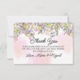 ワイルドフラワーベビーシャワーフラットサンキューカード サンキューカード