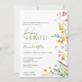 ワイルドフラワーベビーシャワーフローラ招待 セーブザデート (正面)