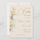 ワイルドフラワーベビーシャワーフローラ水彩 招待状 (正面)