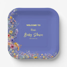 ワイルドフラワーベビーシャワーペーパープレート ペーパープレート