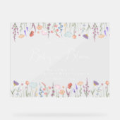 ワイルドフラワーベビーシャワーホワイトウェルカム アクリルサイン (正面)