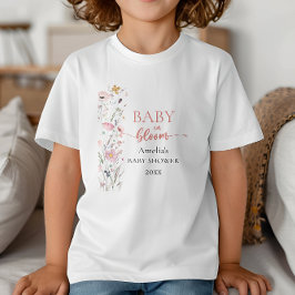 ワイルドフラワーベビーシャワーマッチングファミリー ベビーTシャツ