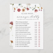 ワイルドフラワーベビーシャワーママまたはパパのゲームカード 招待状 (正面/裏面)