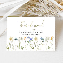 ワイルドフラワーベビーシャワーミニマリスト サンキューカード