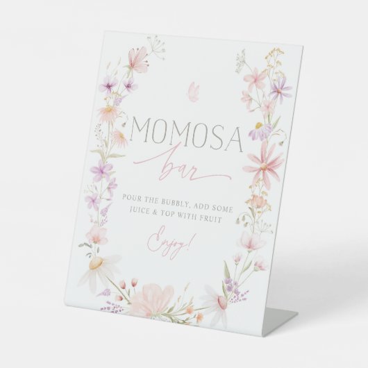 ワイルドフラワーベビーシャワーミモザバー 台座サイン (正面)