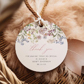 ワイルドフラワーベビーシャワーラウンドメッセージカードフローラピンク フェイバータグ