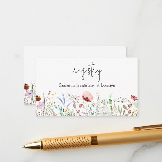 ワイルドフラワーベビーシャワーレジストリー エンクロージャーカード (正面/裏面インサイチュ)