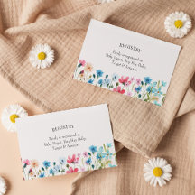 ワイルドフラワーベビーシャワーレジストリ挿入カード