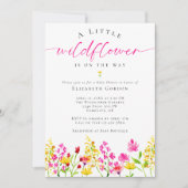ワイルドフラワーベビーシャワーレジストリQRコード両面 招待状 (正面)