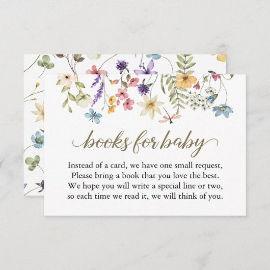 ワイルドフラワーベビーシャワー予約リクエストカード 招待状 (正面/裏面)