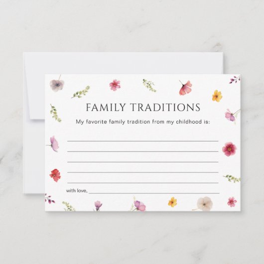 ワイルドフラワーベビーシャワー家族の伝統カード 招待状 (正面)