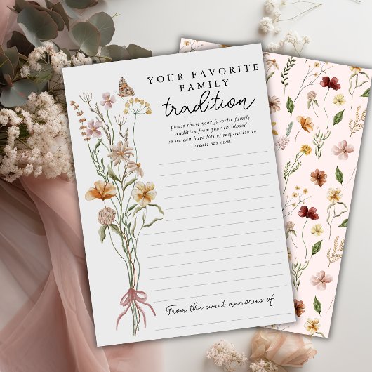 ワイルドフラワーベビーシャワー家族の伝統カード 招待状