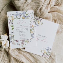 ワイルドフラワーベビーシャワー招待状ガールボホピンク 招待状