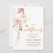 ワイルドフラワーベビーシャワー招待状、ミニマリストベビー 招待状 (正面)