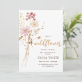 ワイルドフラワーベビーシャワー招待状、ミニマリストベビー 招待状 (スタンド正面)