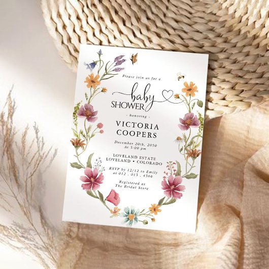 ワイルドフラワーベビーシャワー招待状 招待状